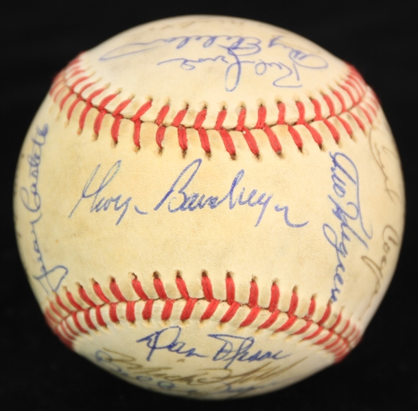 1986 Milwaukee Brewers Team Signed OAL Brown Baseball w/ 26 Signatures Including Robin Yount, Paul Molitor, Teddy Higuera & More (JSA)