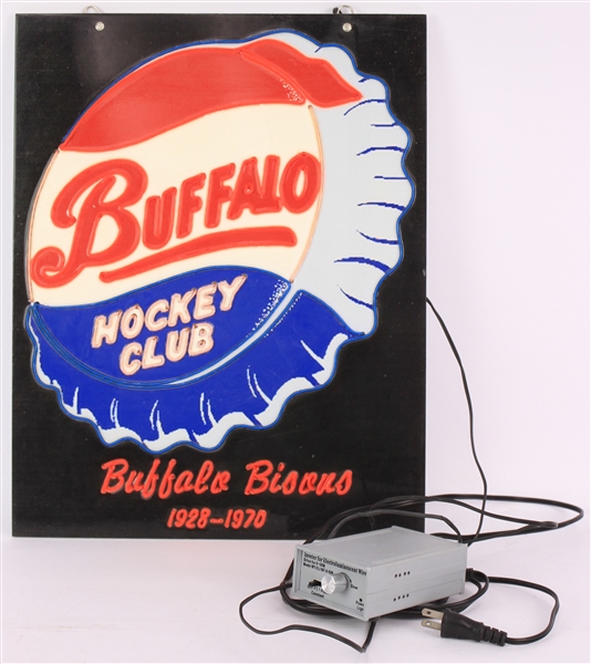 1970s Buffalo Bisons Hockey Club 1928-1970 15" x 19" Light Up Sign