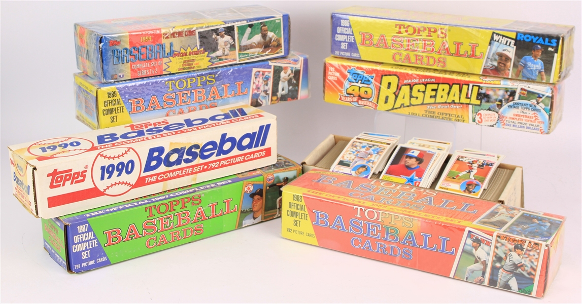 1986-94 Topps Baseball Trading Cards Complete Factory Sets - Lot of 8