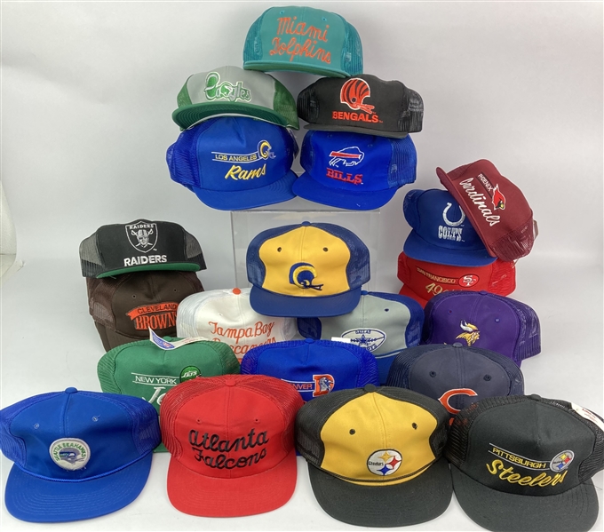 1980s-90s NFL Snapback Cap Collection - Lot of 46 Like New Never Worn