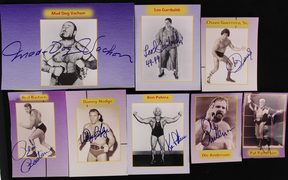 2000s Old School Wrestler Signed Photo Collection - Lot of 8 w/ Ken Patera, Ole Anderson, Chavo Geurrero Sr., Mad Dog Vachon & More (JSA)