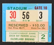 1965 Green Bay Packers Cleveland Browns NFL Championship Game Lambeau Field Ticket Stub