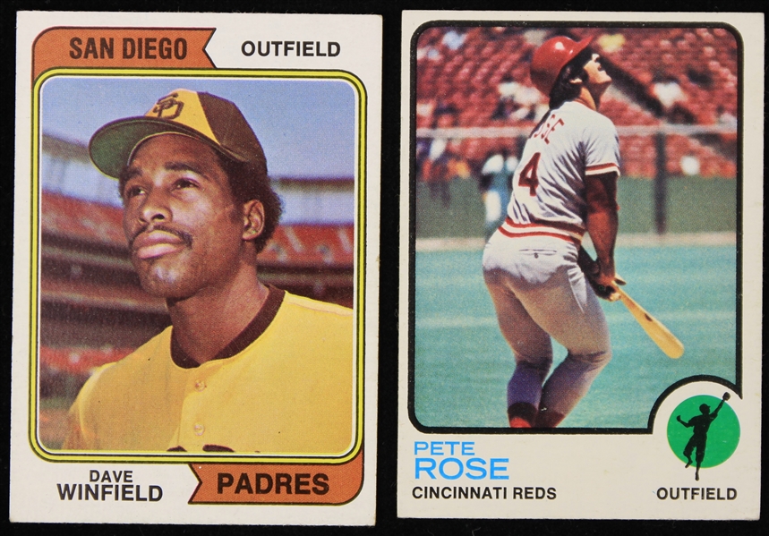 1973-74 Pete Rose Dave Winfield Reds / Padres Topps Baseball Trading Cards - Lot of 2