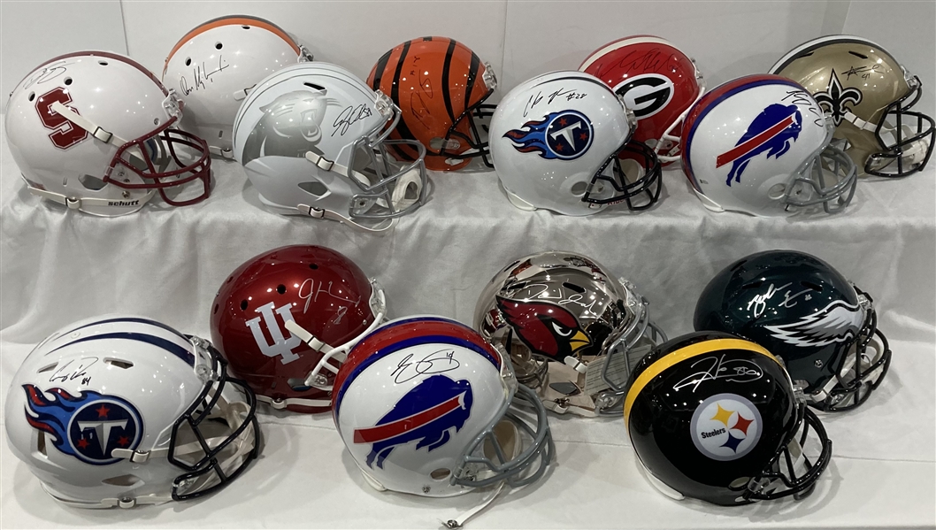 2000s Signed Full Size Football Helmet Collection - Lot of 14 w/ AJ Green, Hines Ward, Alvin Kamara & More (JSA)