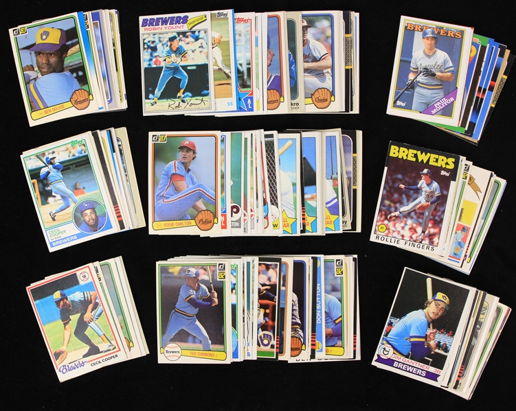 1980s Milwaukee Brewers & Hall of Famer Baseball Trading Card Collection - Lot of 150+ 