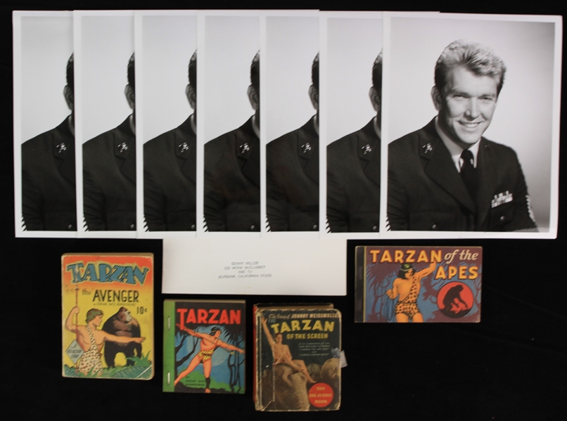 1930s-50s Tarzan Memorabilia Collection - Lot of 14 w/ Books & Denny Miller 8" x 10" NBC Photos