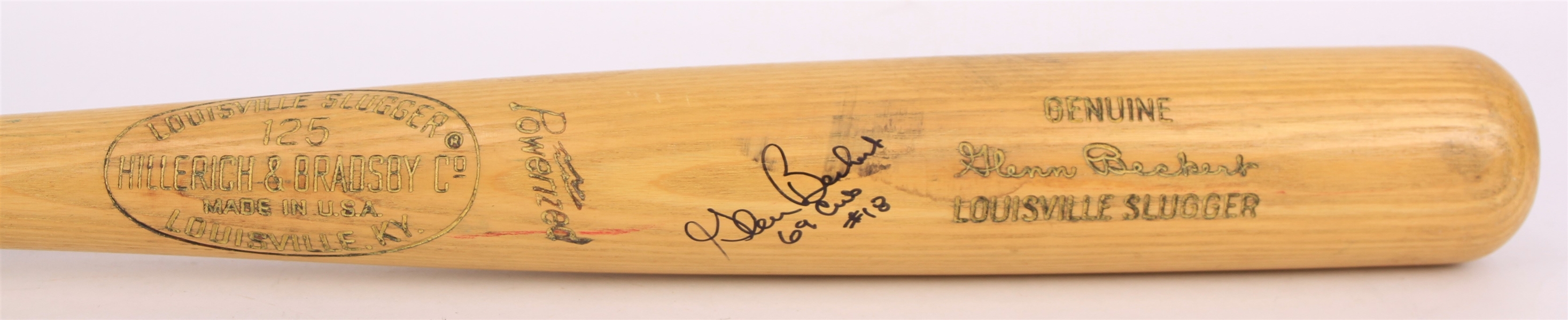 1965-68 Glenn Beckert Chicago Cubs Signed "69 Cubs" H&B Louisville Slugger Professional Model Bat (MEARS A5/JSA)