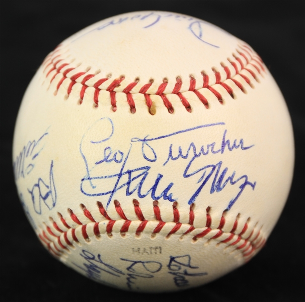 1970s Hall of Fame Multi Signed Baseball w/ 9 Signatures Including Willie Mays, Satchel Paige, Leo Durocher & More (JSA)