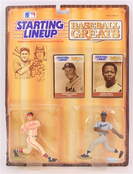 1989 Hank Aaron Eddie Mathews Milwaukee/Atlanta Braves MOC Starting Lineup Figures