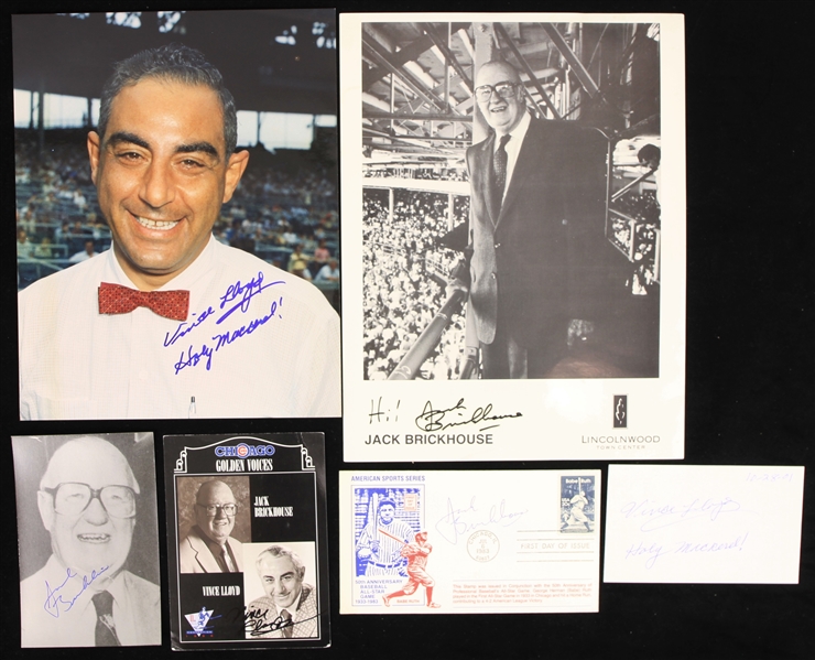 1980s-2000s Jack Brickhouse Vince Lloyd Chicago Cubs Broadcasters Signed Collection - Lot of 6 (JSA)