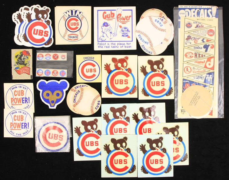 1960s-70s Chicago Cubs Decal Transfer & Patch Collection - Lot of 50