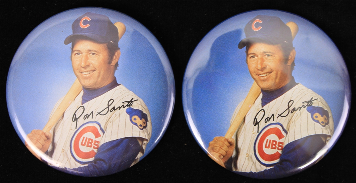 1970s Ron Santo Chicago Cubs 3.5" Pinback Buttons - Lot of 2