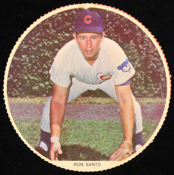 1960s Ron Santo Chicago Cubs 4.75" Circular Baseball Trading Card