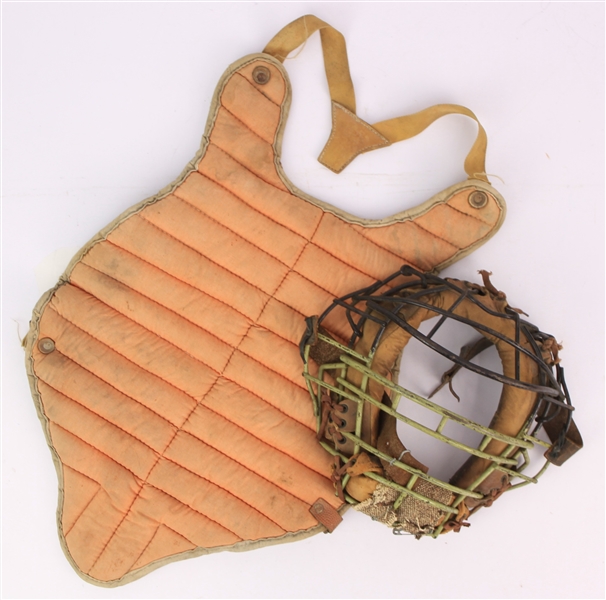 1950s-60s Game Worn Chest Protector & Catchers Mask (MEARS LOA)