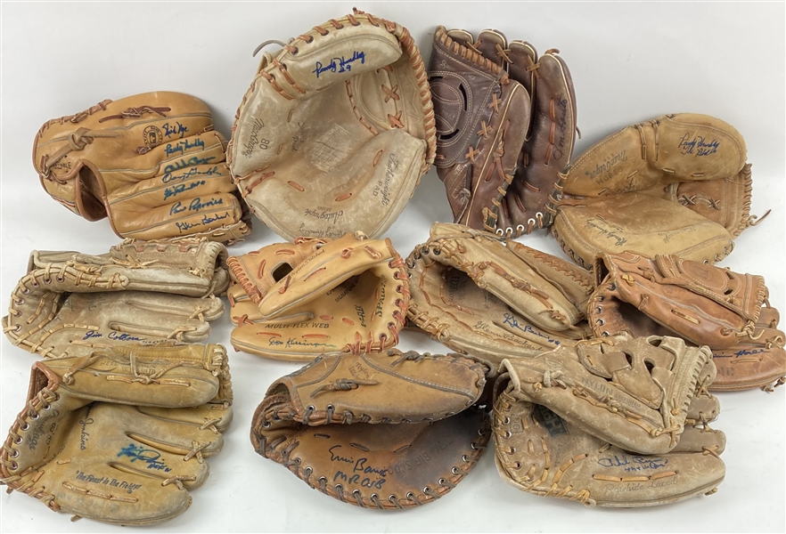 1950s-80s Chicago Cubs Player Endorsed Store Model Fielders Mitts - Lot of 43 w/ 27 Signed Including Ernie Banks, Ron Santo, Fergie Jenkins & More (JSA)