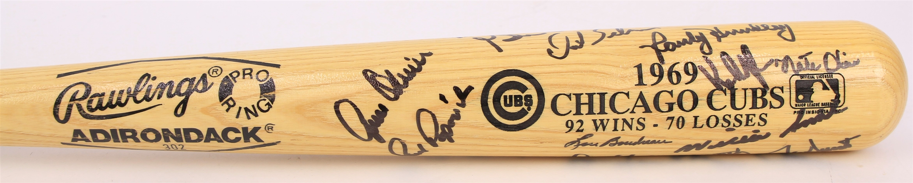1969 Chicago Cubs Multi Signed Rawlings Adirondack Bat w/ 21 Signatures Including Ernie Banks, Fergie Jenkins, Lou Boudreau & More (JSA) 34/69