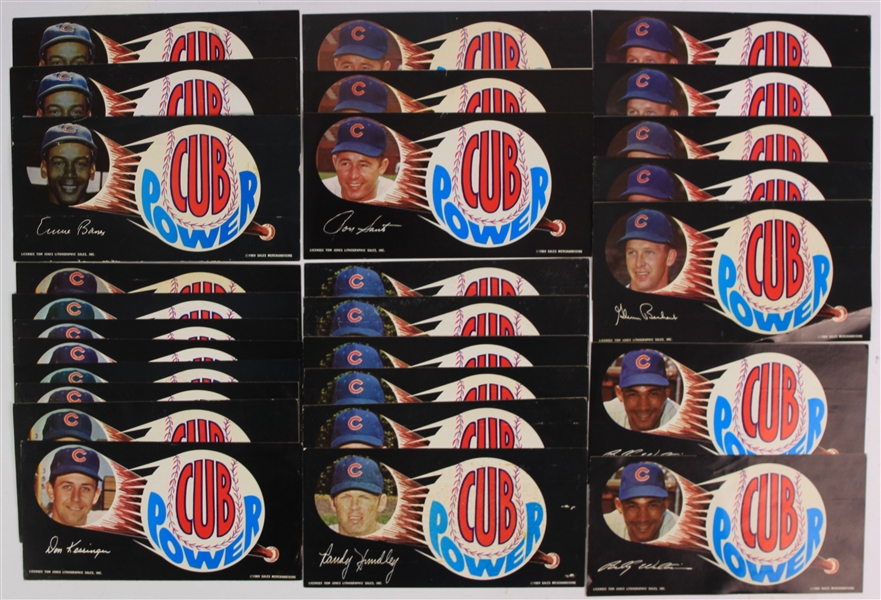 1969 Chicago Cubs Cub Power 4" x 8" Bumper Stickers - Lot of 27