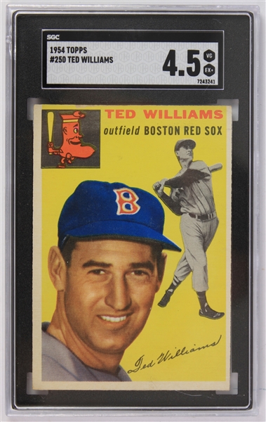 1954 Ted Williams Boston Red Sox Topps #250 Baseball Trading Card (SGC 4.5 VG/EX+)