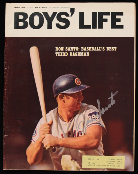 1969 Ron Santo Chicago Cubs Signed Boys Life Magazine (JSA)