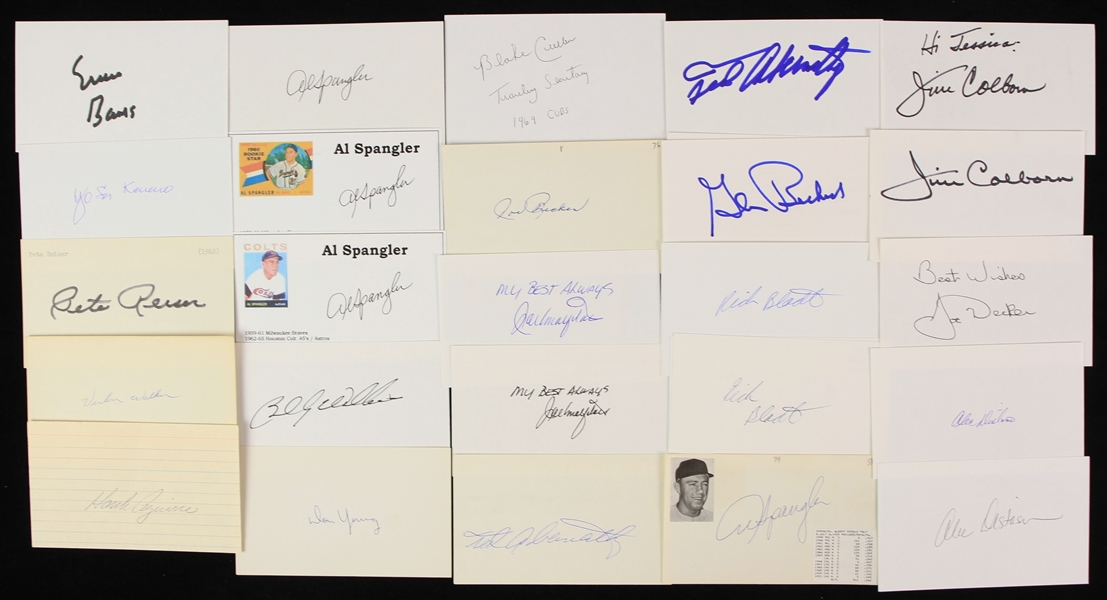 1969 Chicago Cubs Signed Index Card Collection - Lot of 69 w/ Ernie Banks, Ron Santo, Fergie Jenkins, Billy Williams & More