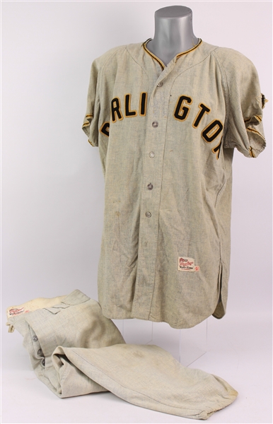 1950s Burlington Bees Game Worn Minor League Baseball Uniform (MEARS LOA)