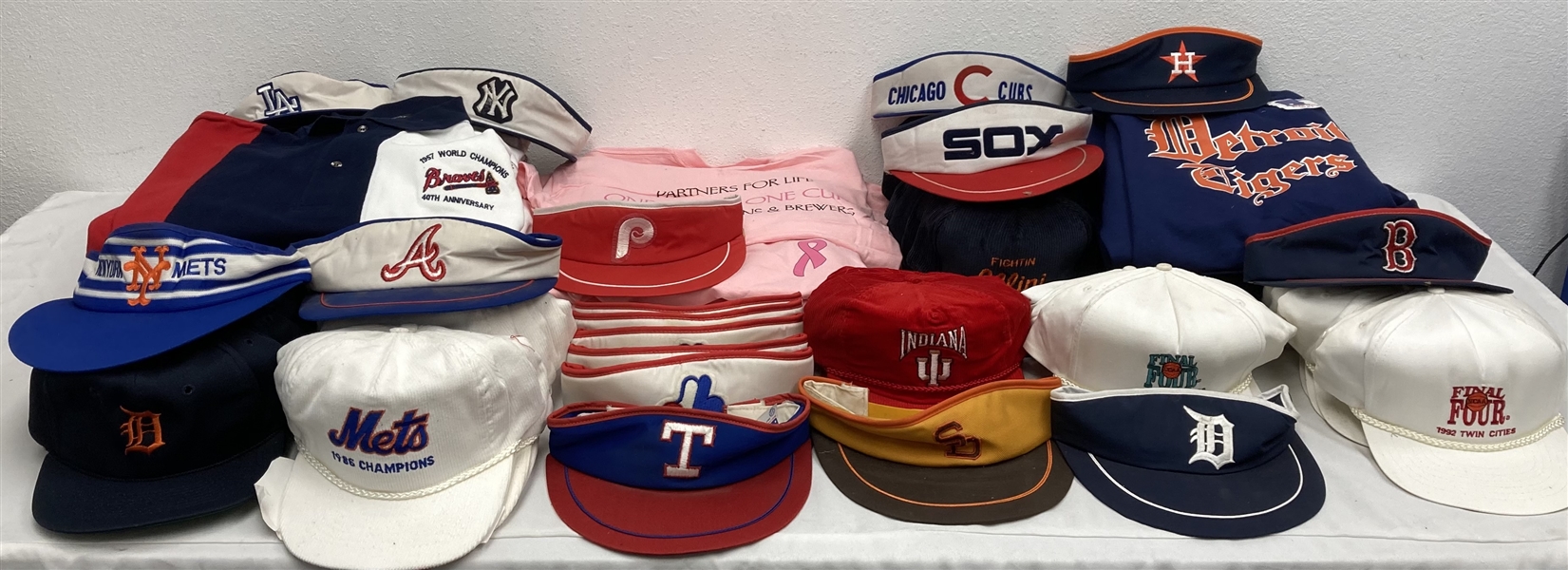1980s-1990s Baseball Hats, Visors, T-shirts, & Sweatshirts (Lot of 200+)