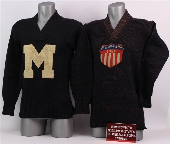 1930s Olympic & Football Sweater Collection - Lot of 2 (MEARS LOA)