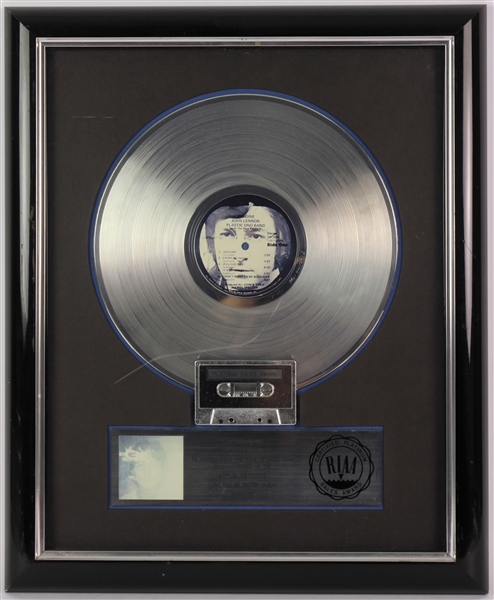 1971 John Lennon Imagine Platinum Sales Award Cassette and Vinyl in 19x23 Frame 