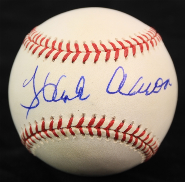 1994-99 Hank Aaron Milwaukee Braves Signed ONL Leonard S. Coleman Baseball (JSA)