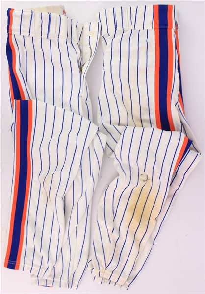 1987-88 New York Mets Game Worn Home Uniform Pants - Lot of 2 w/ Darryl Strawberry & Dave Magadan (MEARS LOA/METS Employee LOA)