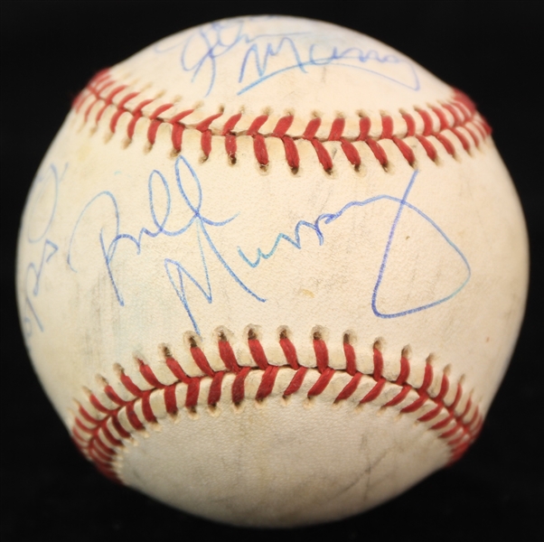 1993-94 Bill Murray Cyndi Lauper John Murray Signed ONL White Baseball (JSA LOA/METS Employee LOA)