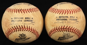 1999 New York Mets Atlanta Braves Shea Stadium NLCS Game Used ONL Coleman NLCS Baseballs - Lot of 2 (MEARS LOA/METS Employee LOA)