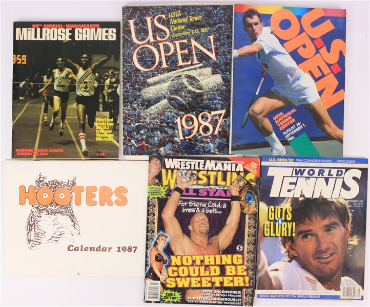 1976-99 Tennis Wrestling Track & Filed Publications - Lot of 6 w/ US Open & More
