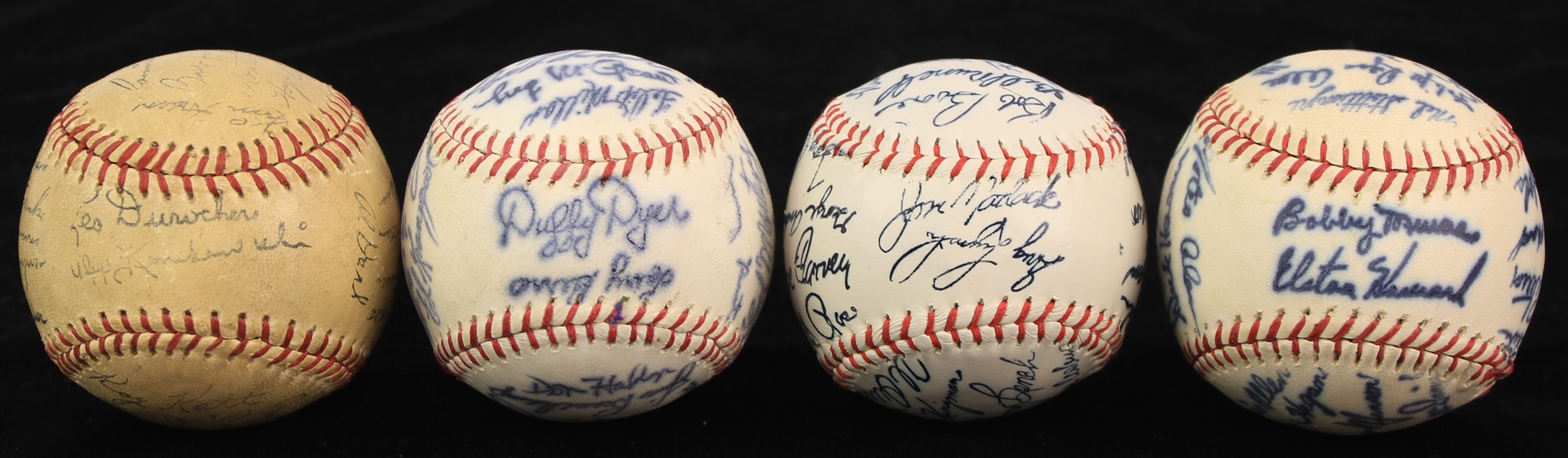 1950s-80s Facsimile Stamped Team Signed Baseballs - Lot of 4 w/ New York Yankees, New York Giants & More