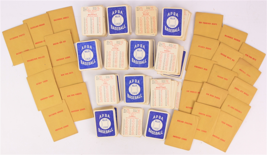 1970s APBA Baseball Game Player Outcomes Cards & Team Envelopes - Lot of 1,000