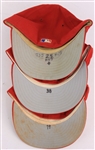 1993-97 Curt Schilling Kevin Stocker Gregg Jefferies Philadelphia Phillies Game Worn Caps - Lot of 3 (MEARS LOA/METS Employee LOA)