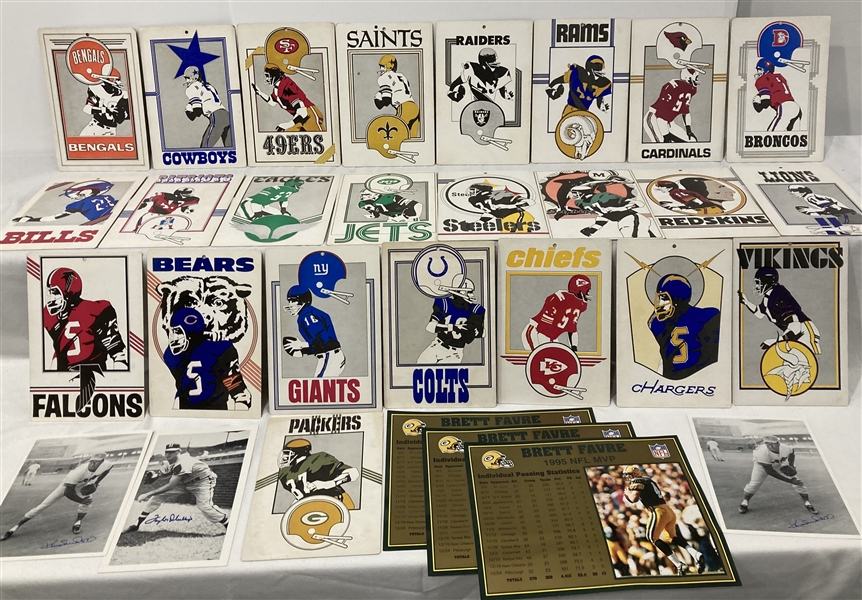 Football Placards Including New York Giants, Dallas Cowboys & more with Photos & Brett Favre Statistics 