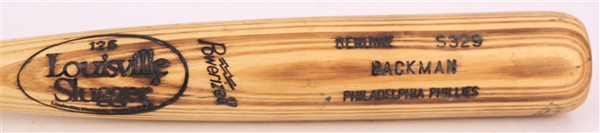 1991-92 Wally Backman Philadelphia Phillies Louisville Slugger Professional Model Game Used Bat (MEARS LOA/METS Employee LOA)