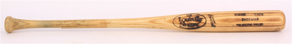 1991-92 Wally Backman Philadelphia Phillies Louisville Slugger Professional Model Game Used Bat (MEARS LOA/METS Employee LOA)