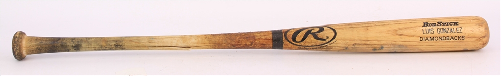 2001 Luis Gonzalez Arizona Diamondbacks Rawlings Adirondack Professional Model Game Used Bat (MEARS A9) World Series Season
