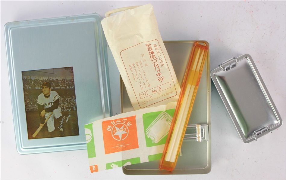 1960s Sadaharu Oh Yomiuri Giants Commemorative Tin w/ Chopsticks & More (MEARS LOA) Roger Craig Collection