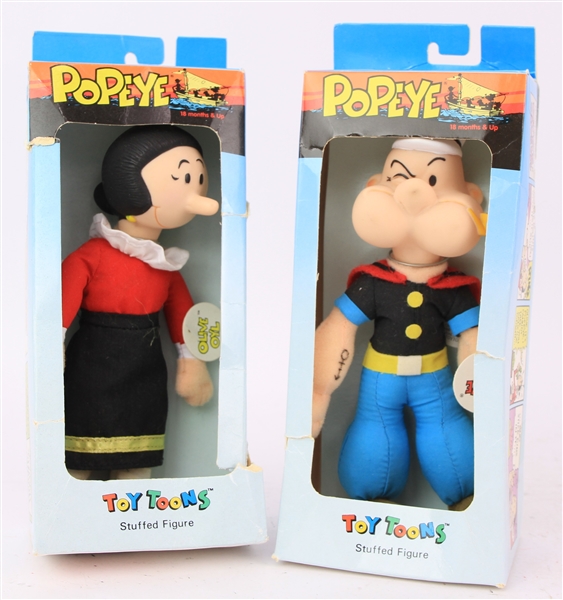 1990 Popeye and Olive Oyl MIB Toy Toons Stuffed Figures - Lot of 2 