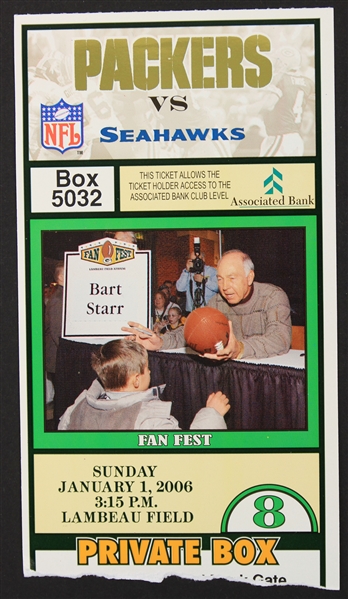 2006 (January 1) Green Bay Packers Seattle Seahawks Lambeau Field Private Box Ticket Stub