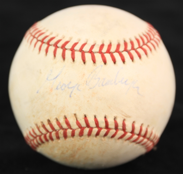 1993-94 George Bamberger Milwaukee Brewers Signed OAL Brown Game Used Baseball (MEARS LOA/JSA)