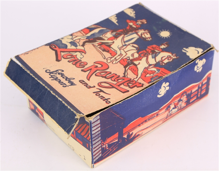 1950s Lone Ranger & Tonto Cowboy Slippers Product Box