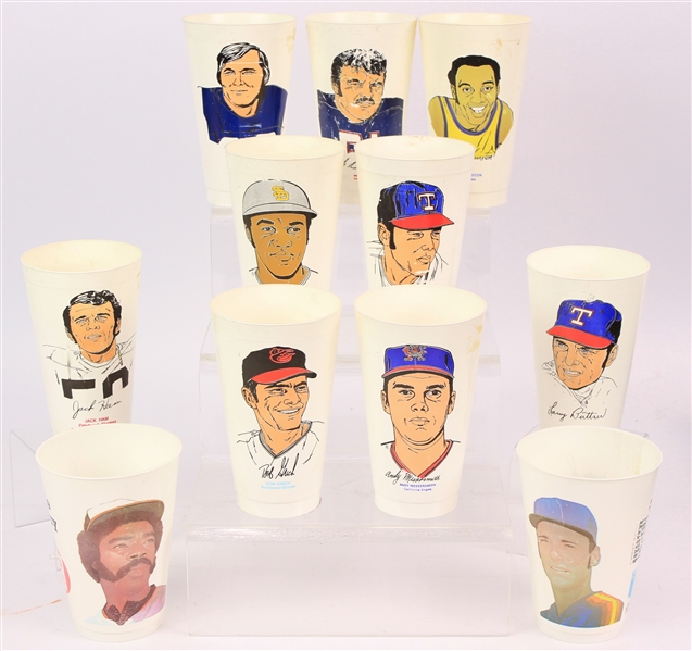 1970s-80s 7-11 Baseball Football Basketball Player Cups - Lot of 11 w/ Eddie Murray, Dick Butkus, Jack Ham, Happy Hairston & More