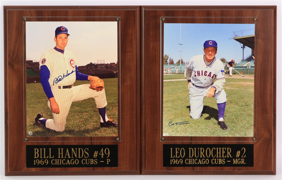 1969 Chicago Cubs Signed 12" x 15" Displays - Lot of 6 w/ Leo Durocher, Billy Williams, Randy Hundley & More (JSA)