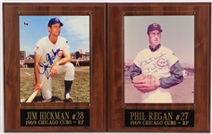 1969 Chicago Cubs Signed 12 x 15 Displays - Lot of 6 w/ Leo Durocher, Billy Williams, Randy Hundley & More (JSA)