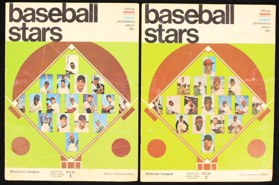 1969 Baseball Stars American & National League Complete Photostamp Albums - Lot of 2