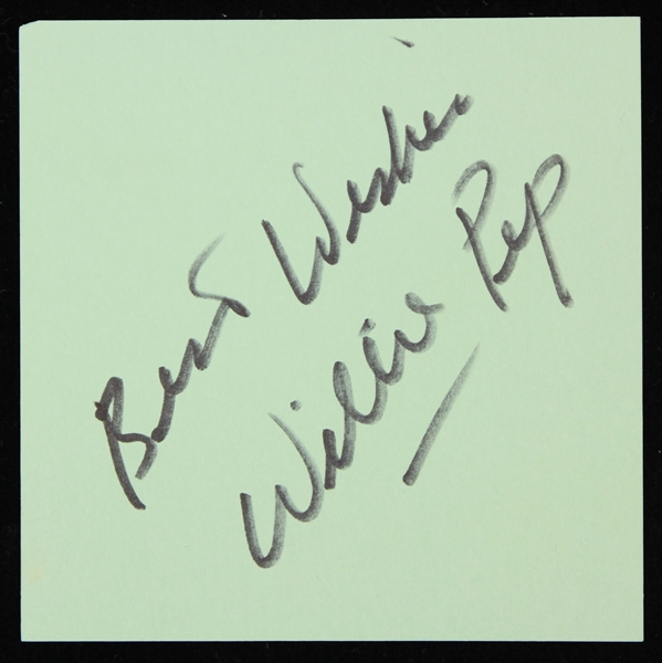 1990s Willie Pep World Featherweight Champion Signed Note Page (JSA)